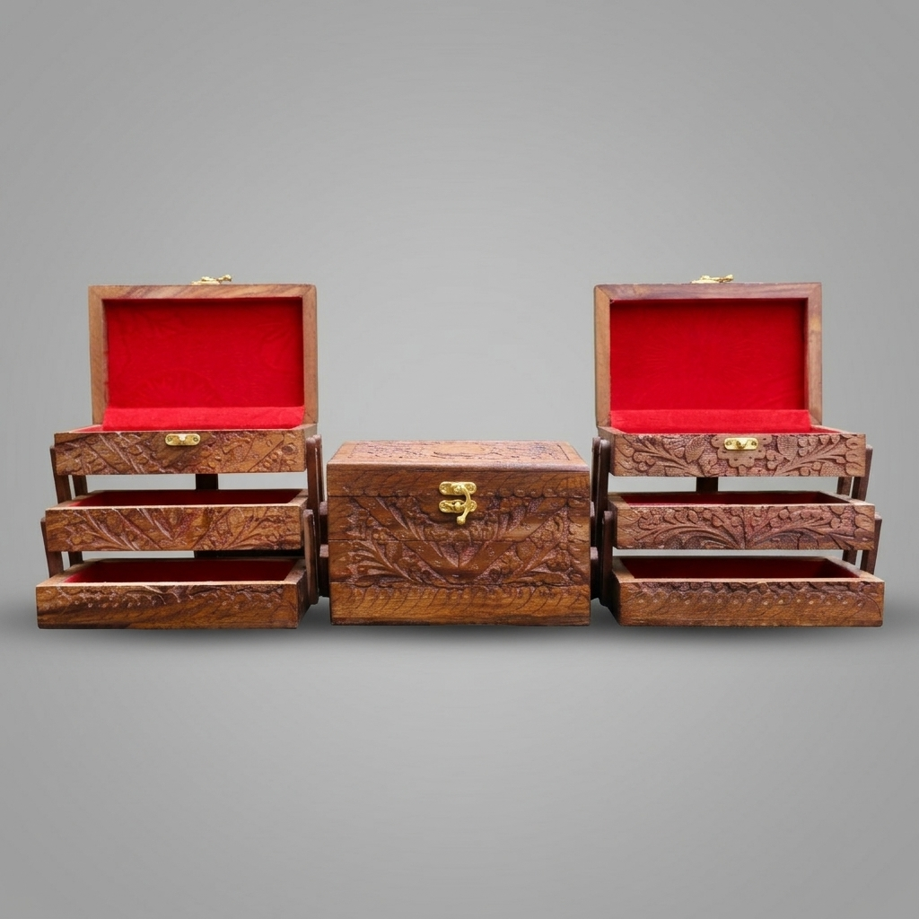 Three Step Wooden Jewelry Box
