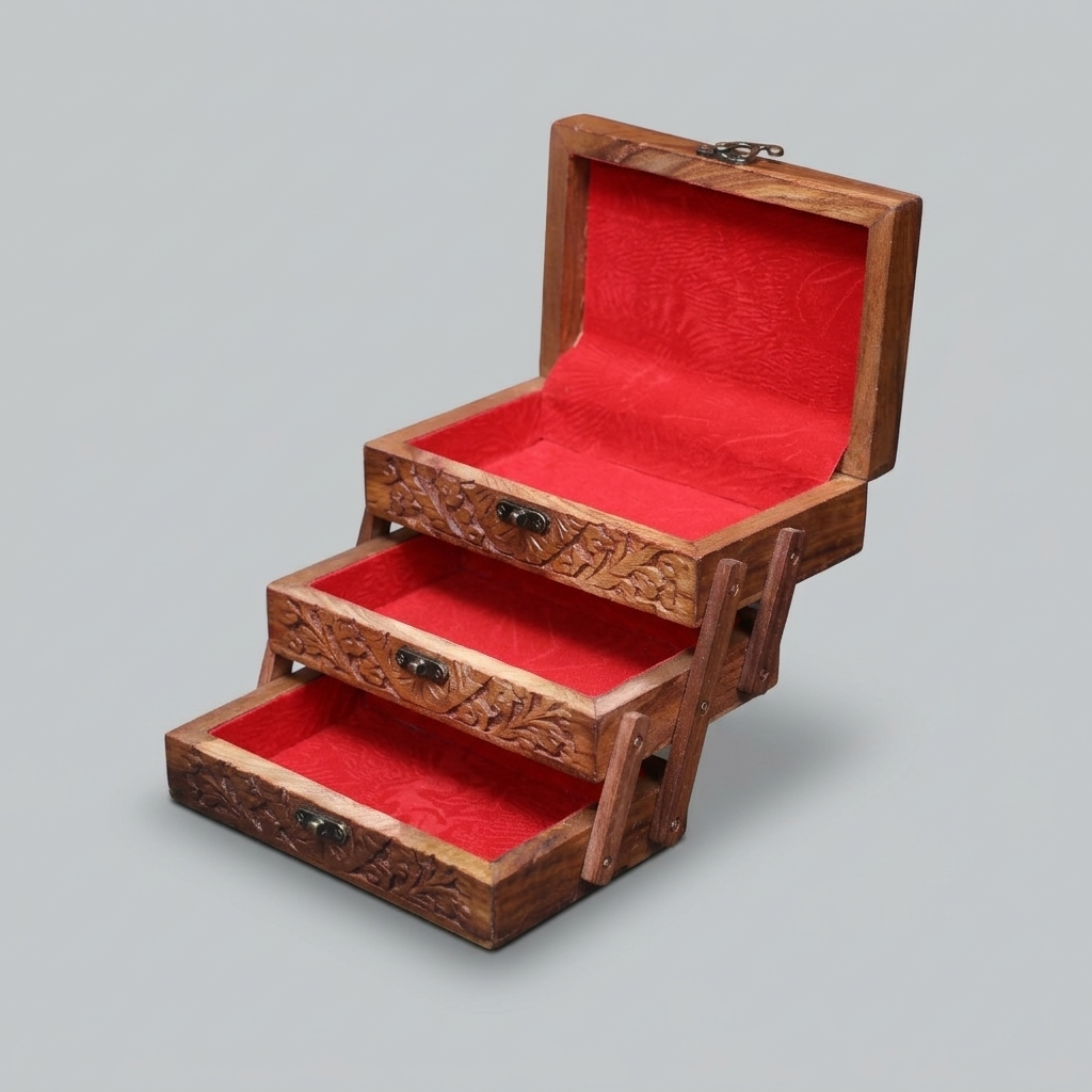 Three Step Wooden Jewelry Box