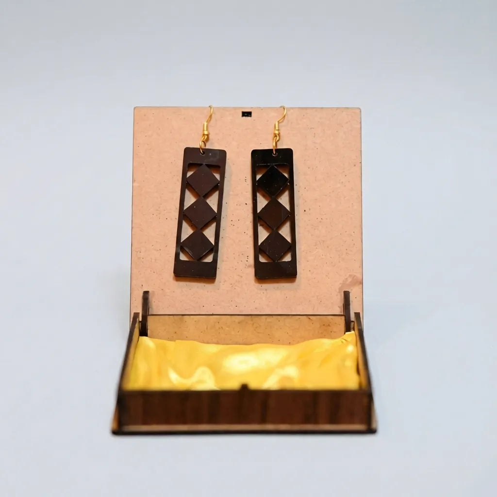 Midnight Diamond Bar Earrings