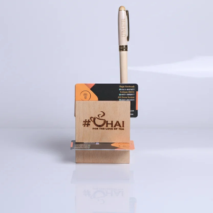Pen Jar With Visiting Card Holder